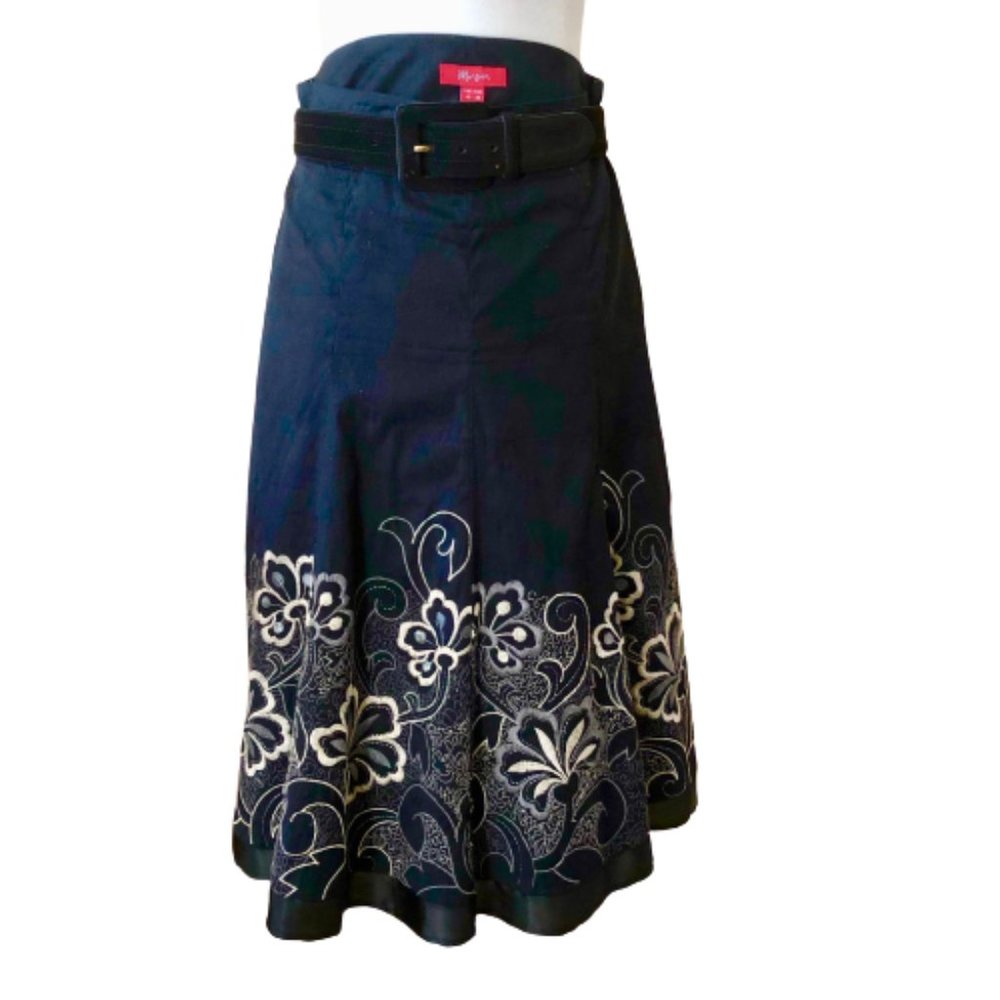 MONSOON Vintage Floral Embroidered Cotton/Silk Skirt US 6/EU 38